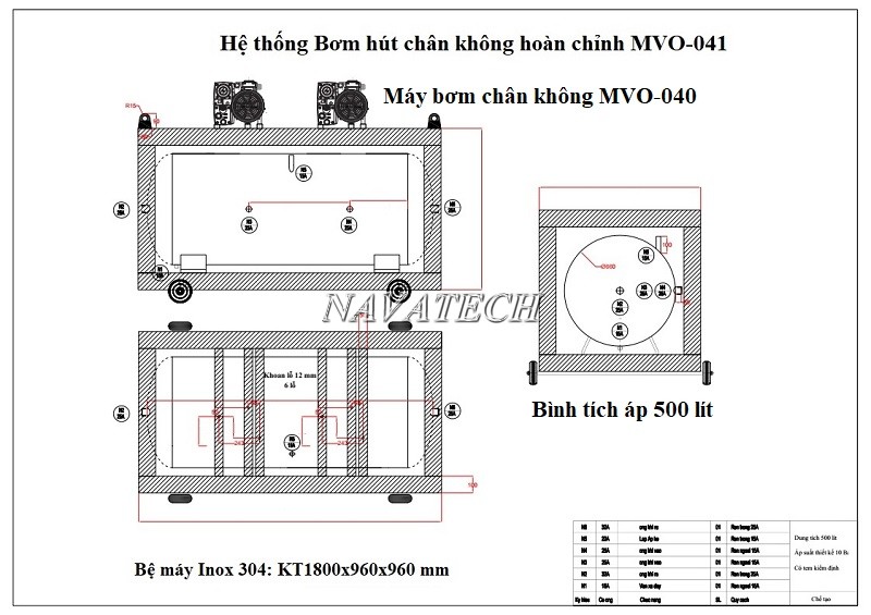 Bản vẽ kỹ thuật hệ thống bơm hút chân không MVO-041