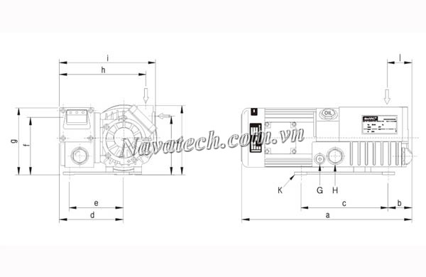 Cấu tạo bơm vòng dầu 1 cấp DooVac MVO-010