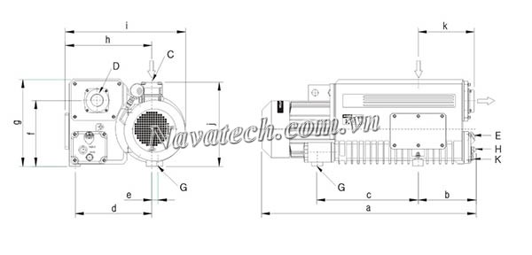 Kích thước bơm DooVac MVO-300