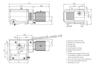 Kích thươc bơm chân không Becker U 4.400 F