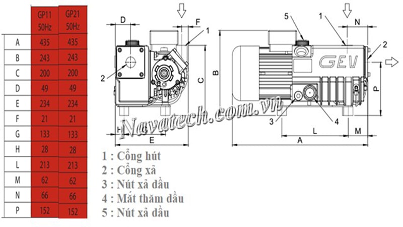 Cấu tạo của bơm hút chân không cánh gạt