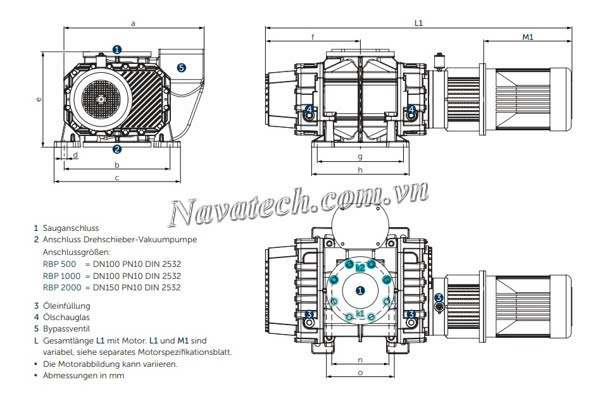 Cấu tạo máy bơm chân không tăng áp Becker RBP 2000