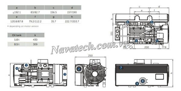 Cấu tạo bơm chân không vòng dầu 1 cấp Becker U 5.40