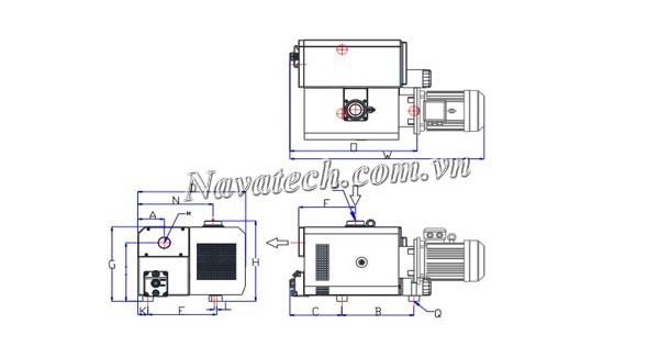 Cấu tạo bơm chân không vòng dầu 1 cấp Wonchang WOVP-320