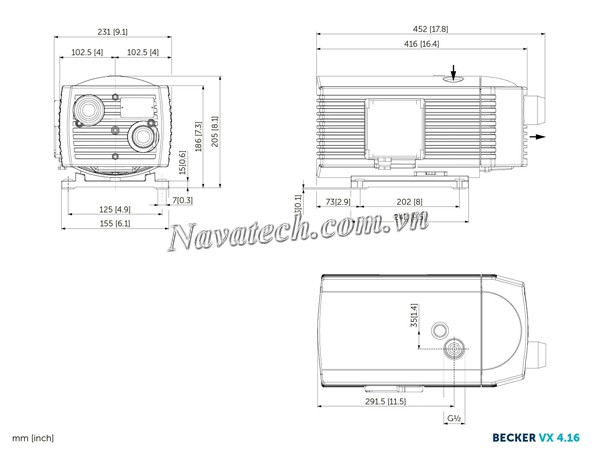 Cấu tạo chung bơm chân không VX 4.16