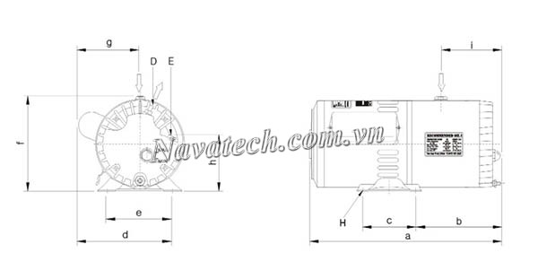 KÍch thước bơm vòng dầu 1 cấp Doovac SVO-100