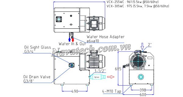 Cấu tạo bơm chân không Wonchang VCX 255