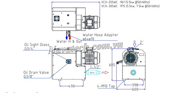 Cấu tạo bơm chân không Wonchang VCX 305