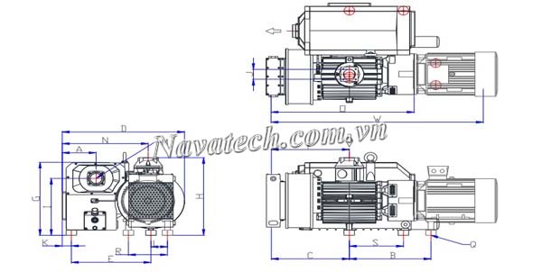 Cấu tạo bơm vòng dầu 1 cấp Wonchang WOVP-800