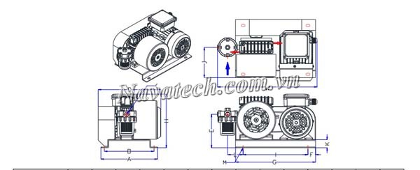 Kích thước bơm chân không khô Wonchang WVH-5