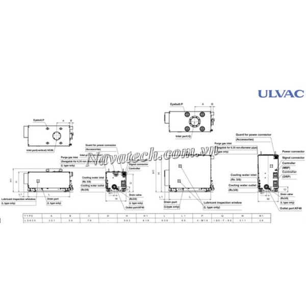 Cấu tạo bơm chân không trục vít khô Ulvac LS600A C